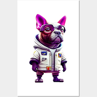 The Fun-Loving Frenchie: Bold in a Casual Space Suit Posters and Art